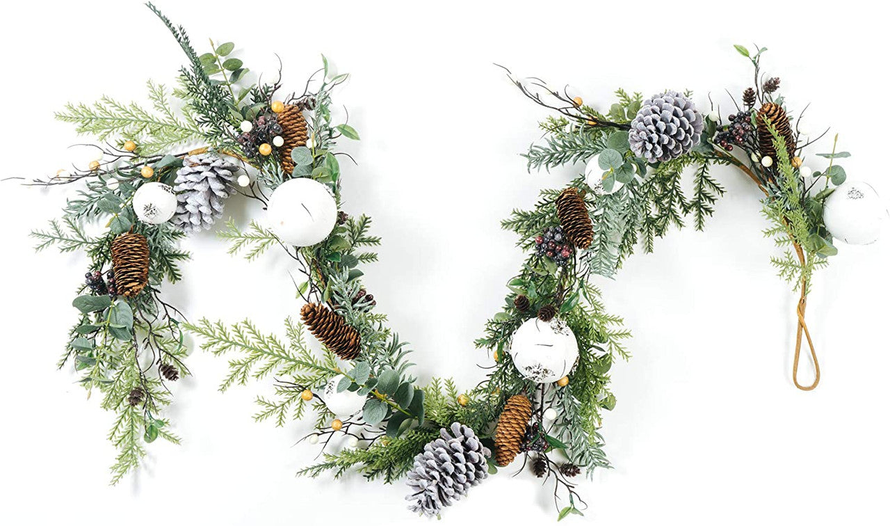 Kelly Pine Garland with Birch Balls 72"
