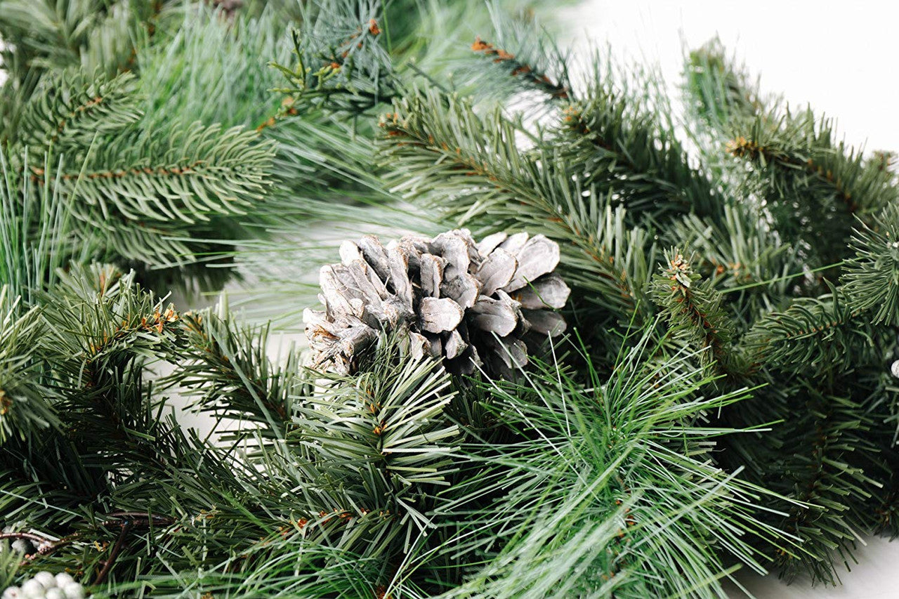 Canterbury Estate Christmas Pine Garland and Grey Pine Cone 72"
