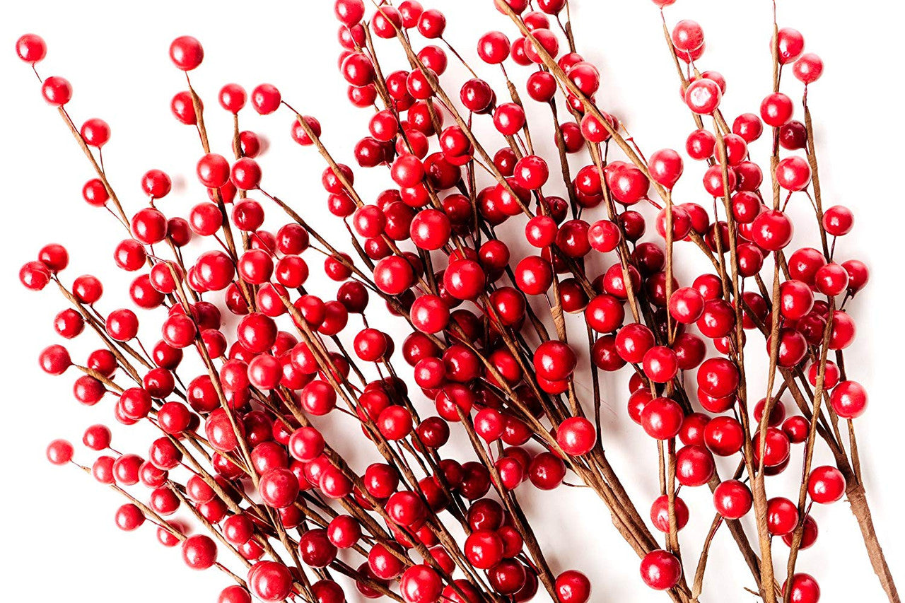 Set of 12 Red Berry Picks 16 Inch