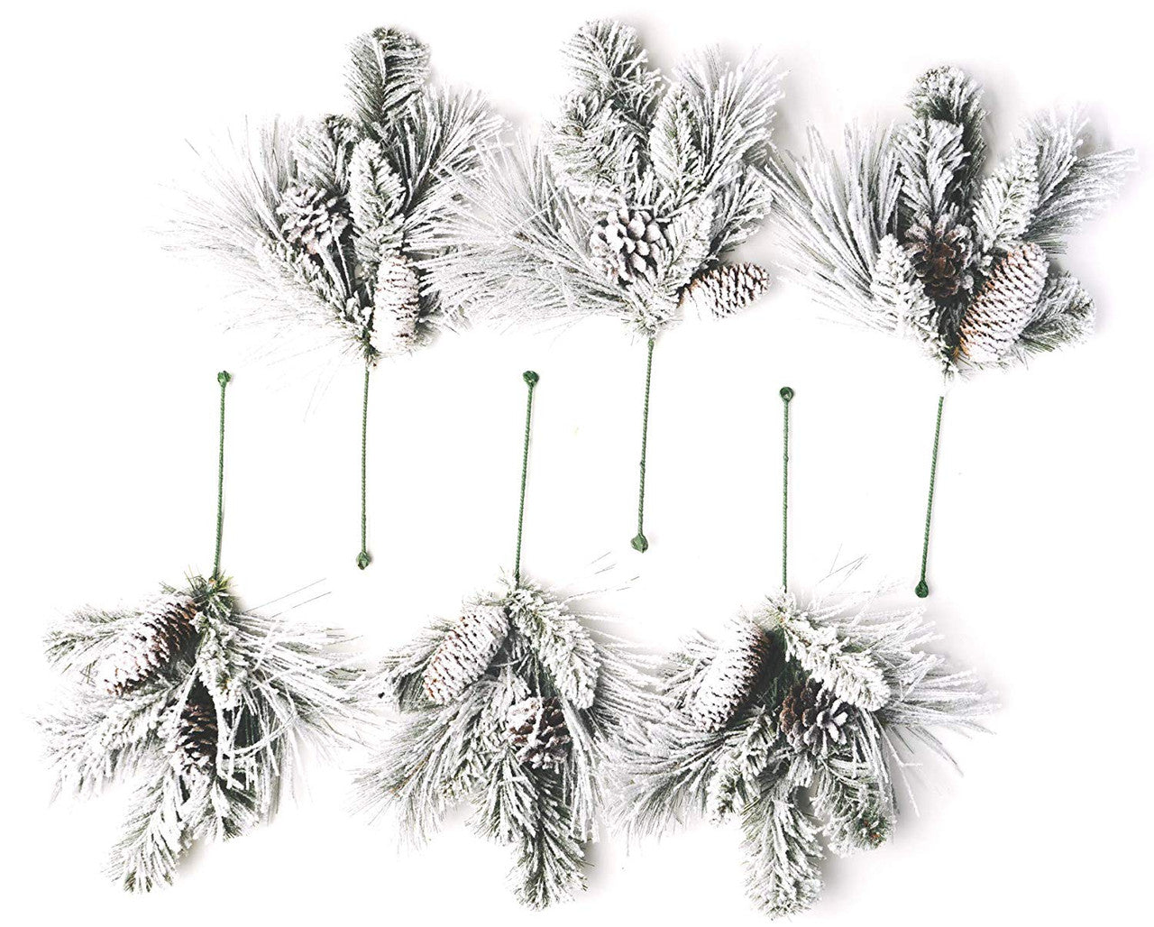Frosted Holiday Pine Pick Set of 6
