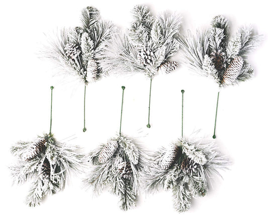 Frosted Holiday Pine Pick Set of 6